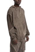 La Haine Inside Us | SS26 - Asymmetric hooded contrast sweater, Fango M1271