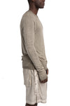 Thom Krom | SS26 - Contrast long sleeve tee, Cold dye olive MTS941