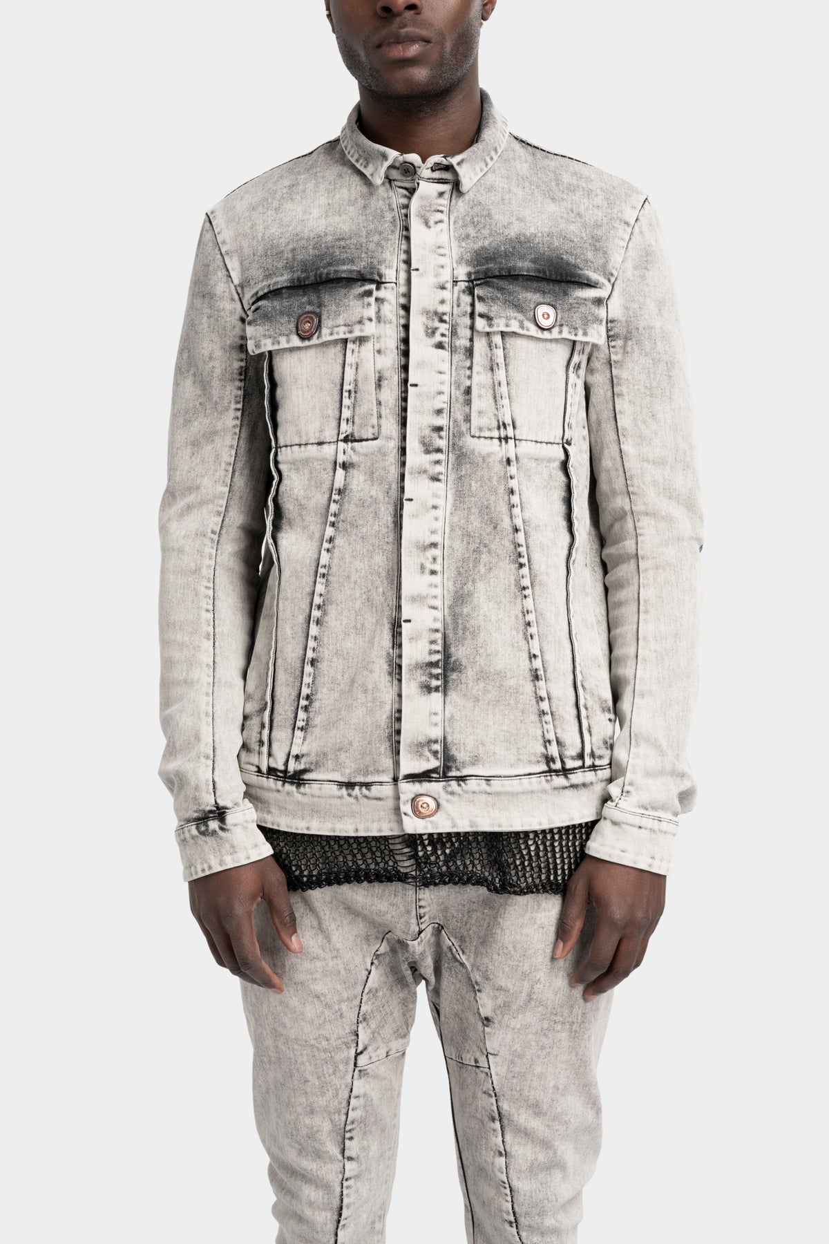 Masnada | SS25 - External seams denim jacket, Dirt white