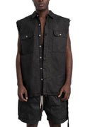 Sleeveless Tommy Overshirt, Deep Black Denim DBK