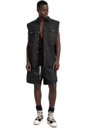 Sleeveless Tommy Overshirt, Deep Black Denim DBK
