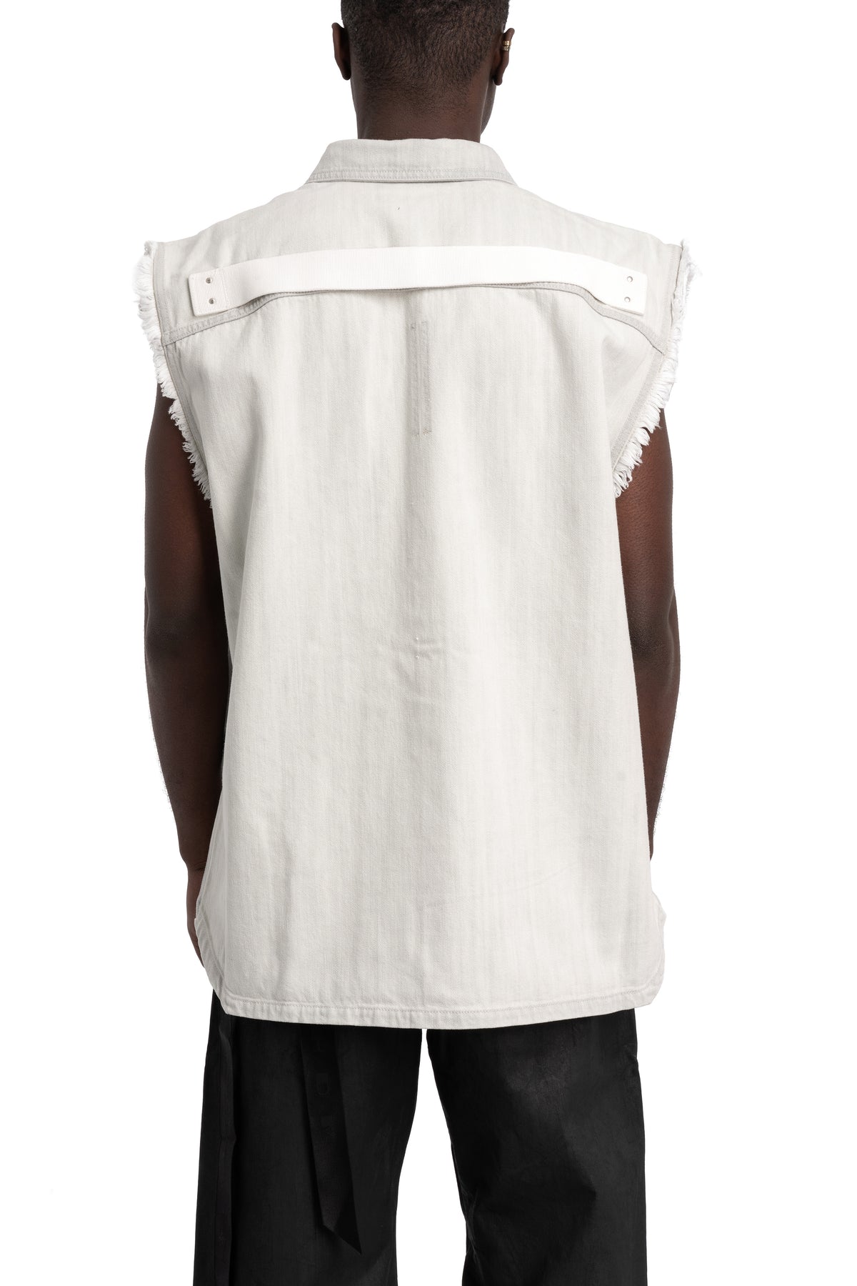 Rick Owens DRKSHDW | Sleeveless Tommy Overshirt, Milk Wash Denim DU01F4764 DMW