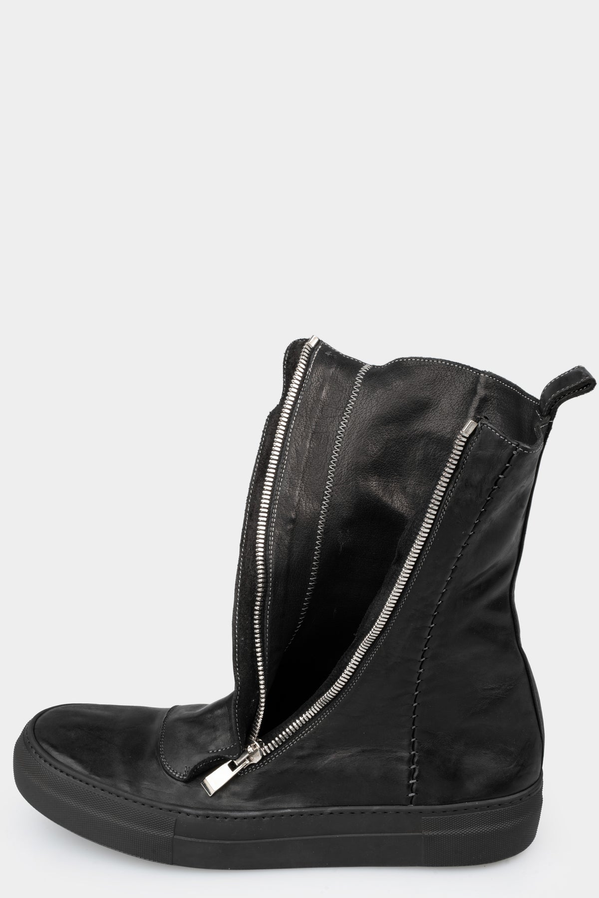 Hidden zip high top leather sneakers