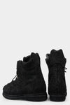 Blackmerle | SS25 - A02 Distressed suede wing boots, Black