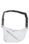 Crossbody leather bag, Grey reflective
