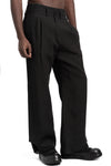 SAN263-1 | SS26 - Layered Hem Linen Trousers, SS26-0404-BK