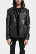 Incarnation | Standing collar double pocket leather jacket