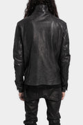 Incarnation | Standing collar double pocket leather jacket