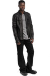 SAN263-1 | SS26 - Lamb leather zipped overshirt jacket, SS25-0101-BK