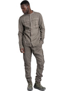 Masnada | SS26 - Woven Ramie Pleated Shirt, Grey M3675