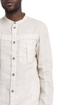 Masnada | SS26 - Woven Ramie Pleated Shirt, Off White M3675
