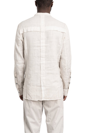 Masnada | SS26 - Woven Ramie Pleated Shirt, Off White M3675