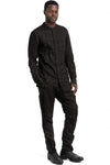 Masnada | SS26 - Woven Ramie Pleated Shirt, Black M3675