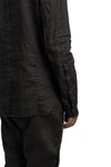 Masnada | SS26 - Woven Ramie Pleated Shirt, Black M3675