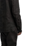 Masnada | SS26 - Woven Ramie Pleated Shirt, Black M3675