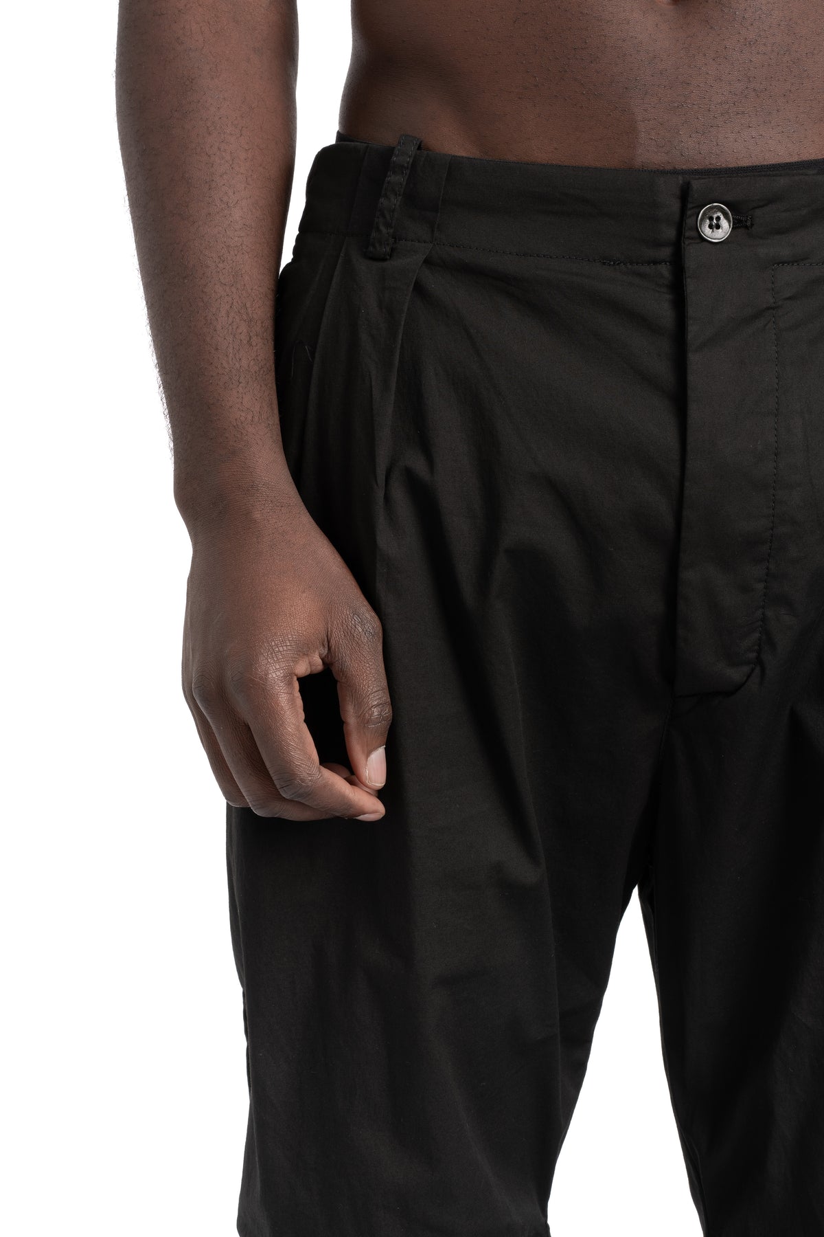 Masnada | SS26 - Large Leg Box Pleat Trousers, Black M3682