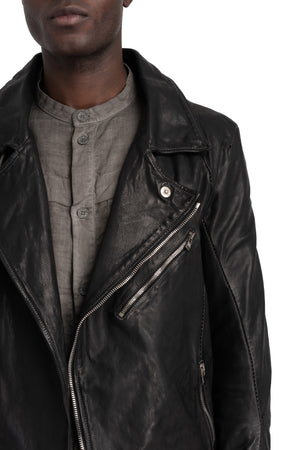 Incarnation | Scar stitch leather biker jacket, Deep black 11-41587S