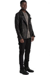 Incarnation | Scar stitch leather biker jacket, Deep black 11-41587S