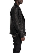 Incarnation | Scar stitch leather biker jacket, Deep black 11-41587S