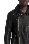 Incarnation | Scar stitch leather biker jacket, Deep black 11-41587S