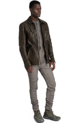 Incarnation | Hidden zip horse leather shirt jacket, 11-42007