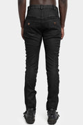 Slim curved leg jeans, Leather effect