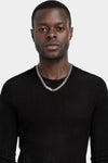 Silver chain necklace w. black diamonds