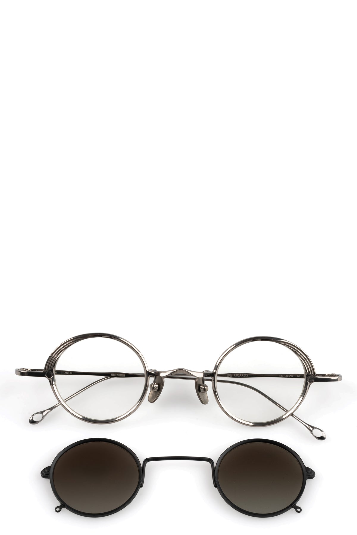 Rigards x Ziggy Chen | RG1008ZC Clip sunglasses -  Titanium / black / bronze gradient