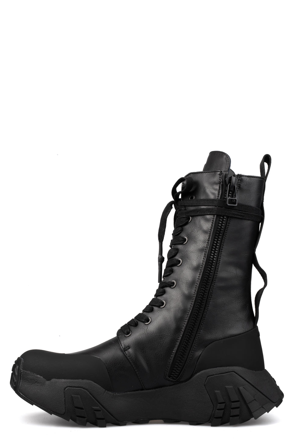 High top laced vegan leather boots