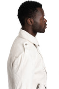 Never Enough | SS26 - Biker Leather Jacket, Dirty White MJL068