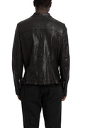 Never Enough | SS26 - Mandarin collar leather jacket, MJL078