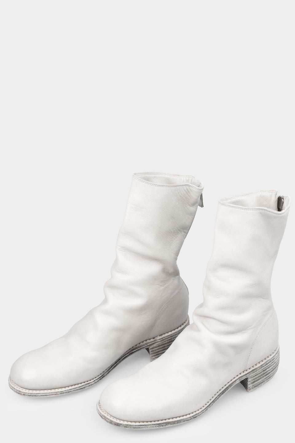 Back zip leather boots | 788X, Light Grey
