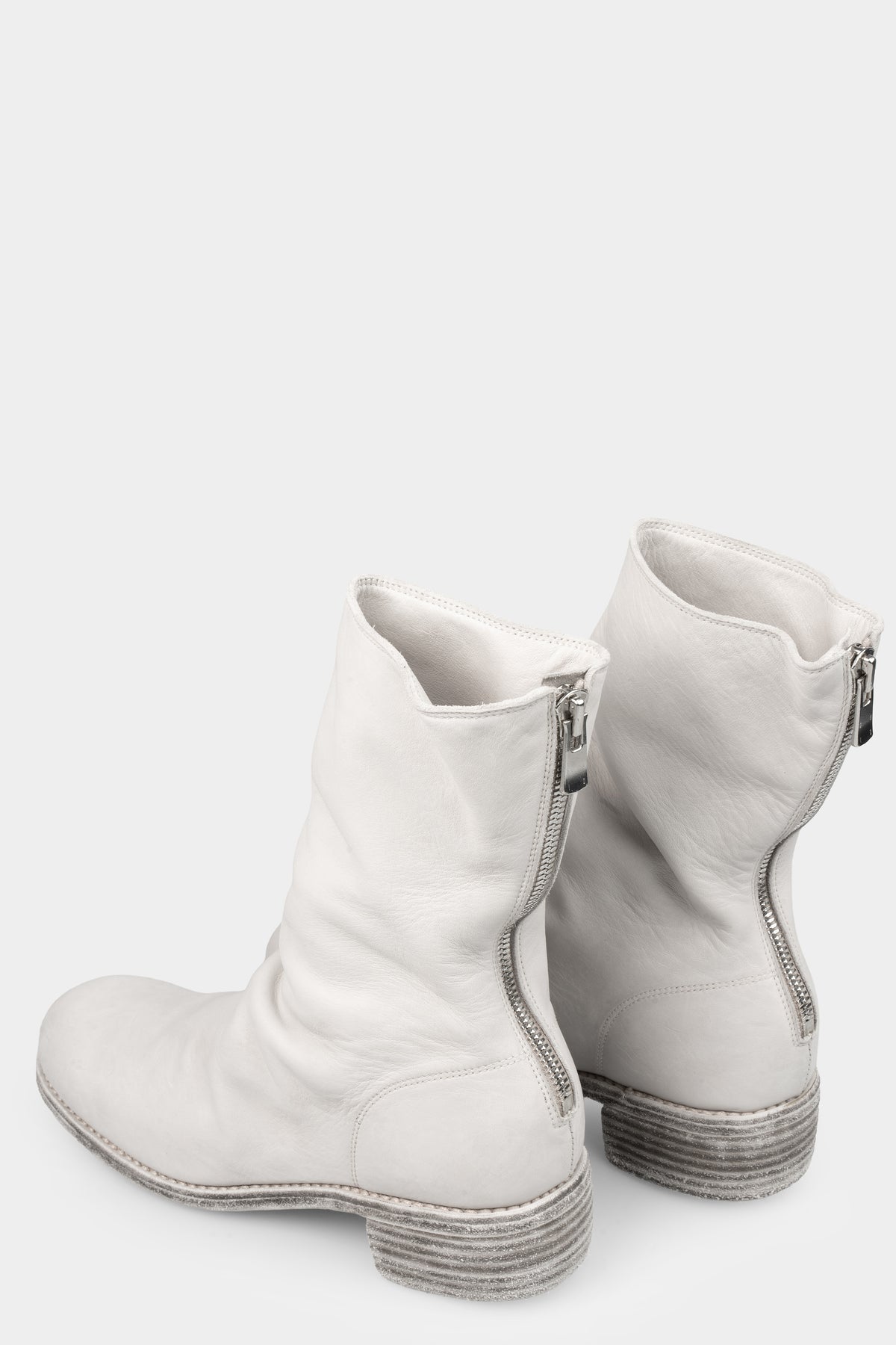 Back zip leather boots | 788X, Light Grey
