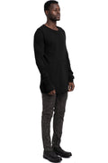 MD75 | SS26 - Lightweight Cotton Scar Stitch LS T-Shirt, Black MD13260