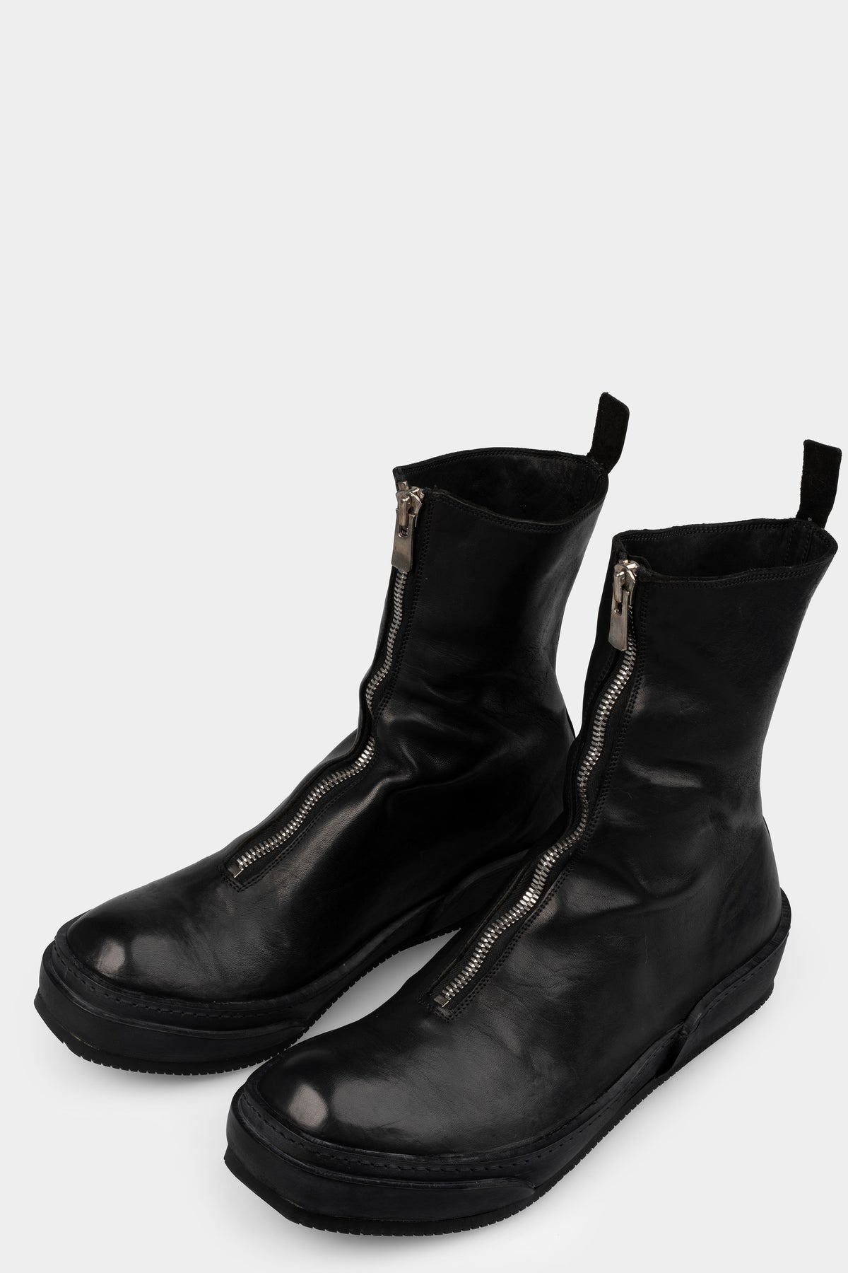 Front zip leather high top sneakers | PLS2