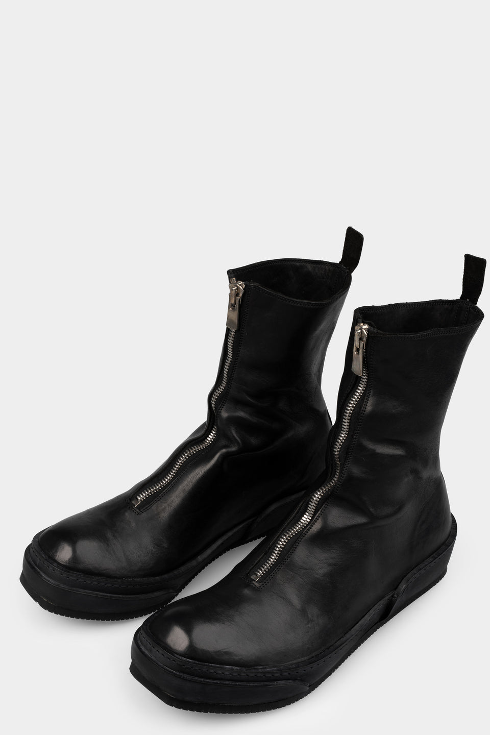 Front zip leather high top sneakers | PLS2