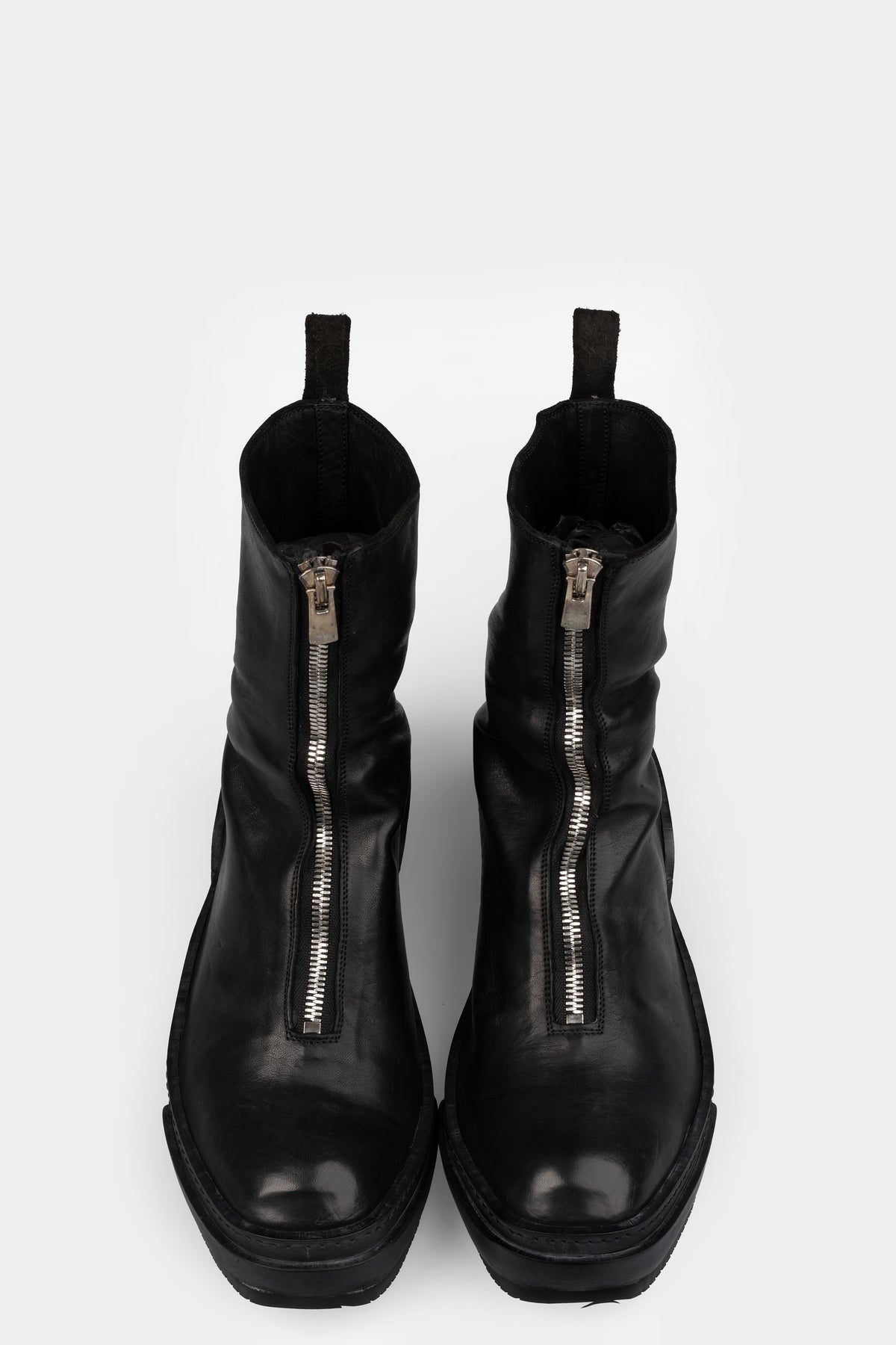 Front zip leather high top sneakers | PLS2