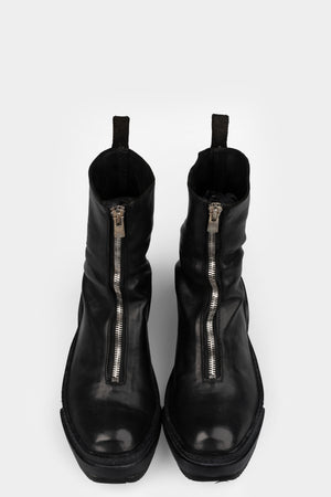 Front zip leather high top sneakers | PLS2