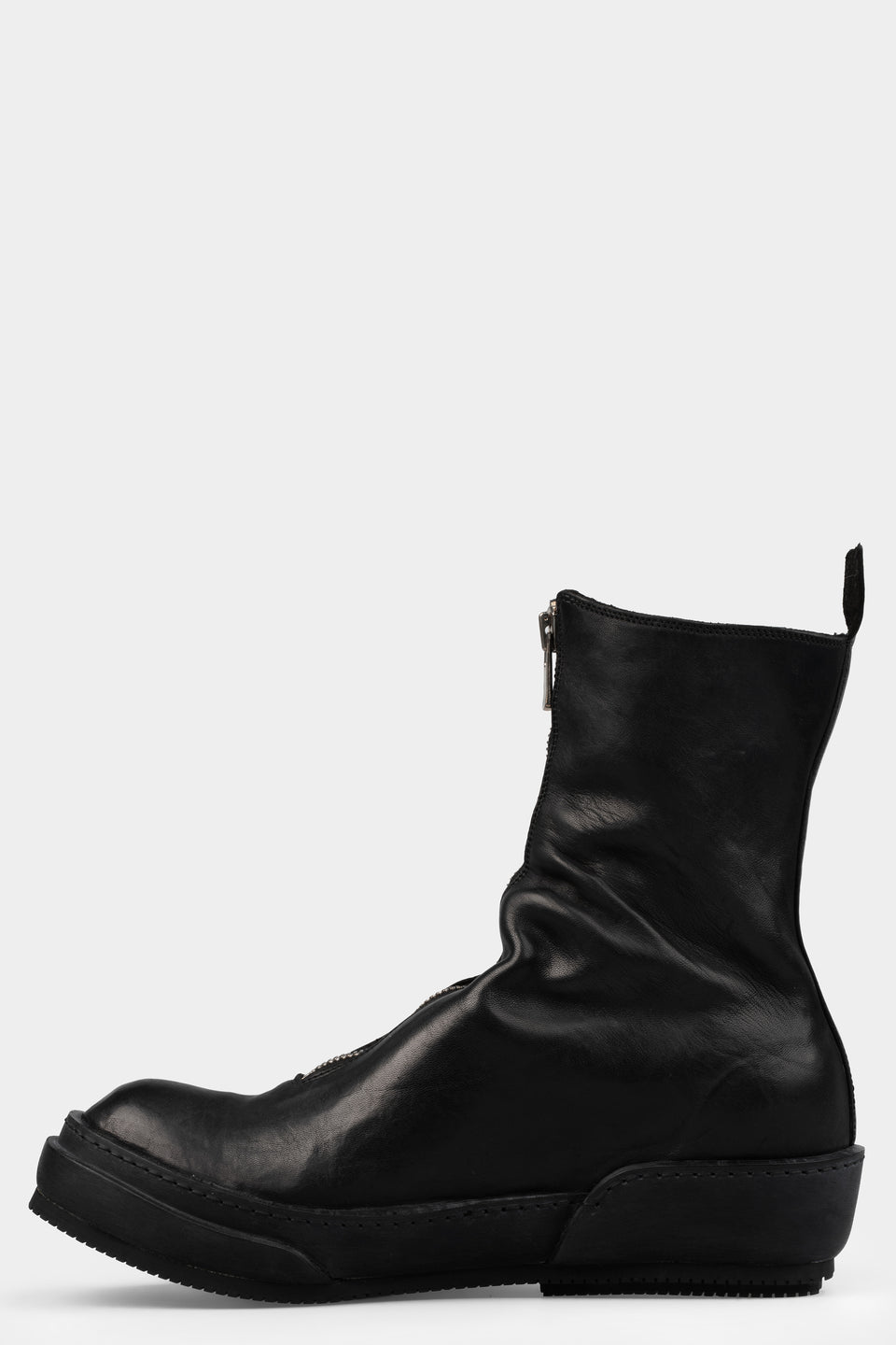 Front zip leather high top sneakers | PLS2