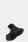 Pocket leather asymmetrical zip boots