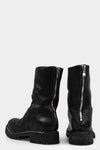 Scar stitch back zip leather boots