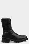 Scar stitch back zip leather boots