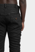 Slim curved leg jeans, Leather effect