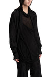 Shawl-collar open draped cardigan