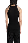 Julius_7 | SS26 - Silk Mix Deep V-Neck Tunic, Black 937CUM27