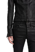 Julius_7 | SS26 - Slim Fit Zip Up Coated Denim Jacket, 937BLM2