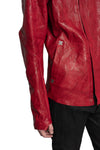 Isaac Sellam | SS26 - High Neck Lambskin Leather Jacket, Dirty Red IMPARABLE