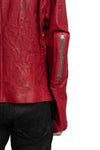 Isaac Sellam | SS26 - High Neck Lambskin Leather Jacket, Dirty Red IMPARABLE