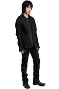 69 by Isaac Sellam | SS26 - Anatomical Pattern Structure Cotton Bomber Jacket, Black ANATOMIQUE