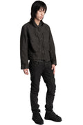 Blackmerle | SS26 - Binchotan Ink Washed Linen Washi Cargo Bomber, 261-J05-353BC
